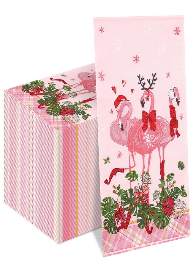 Whaline 80Pcs Christmas Guest Napkins Flamingo Xmas Paper Napkin Disposable Dinner Hand Towel Napkin for Home Kitchen Bathroom Powder Room Holiday Wedding Birthday - Image 1